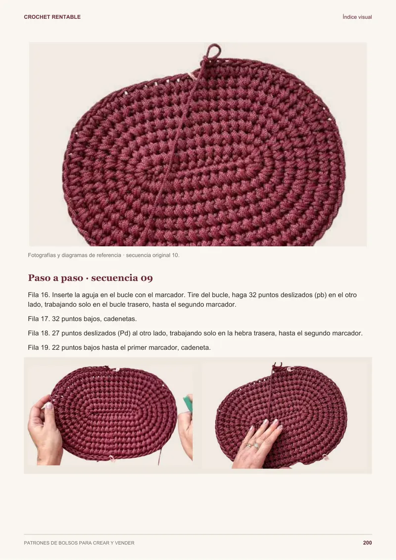 Página de paso a paso con foto de la pieza en proceso